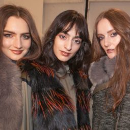 models backstage at vivienne hu FW18 show with thick hair