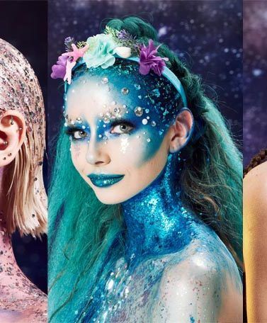 Halloween hair: Three women, one dressed as a sugar skull, the other as a mermaid and the last one as a dragon