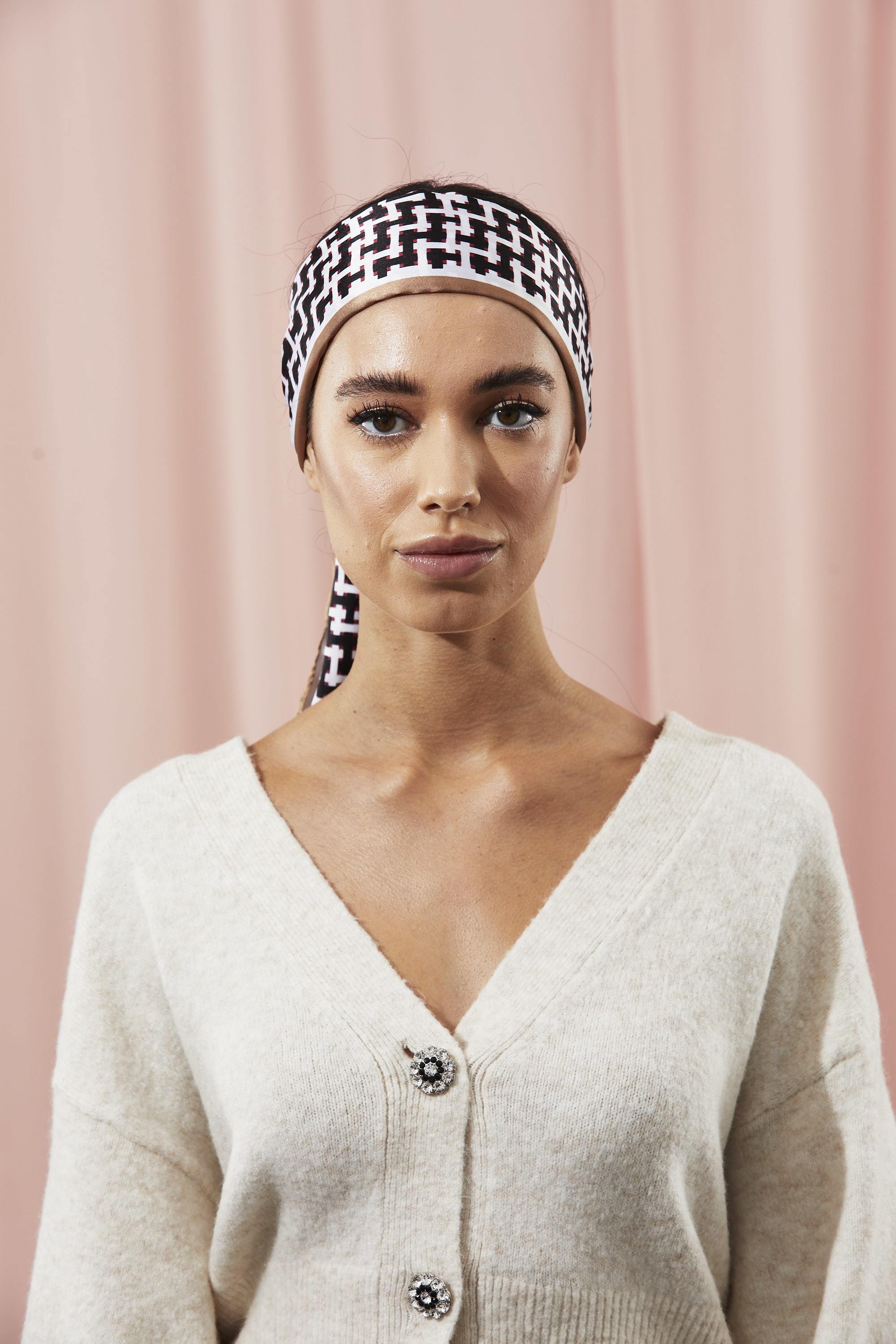 Woman with headscarf ponytail