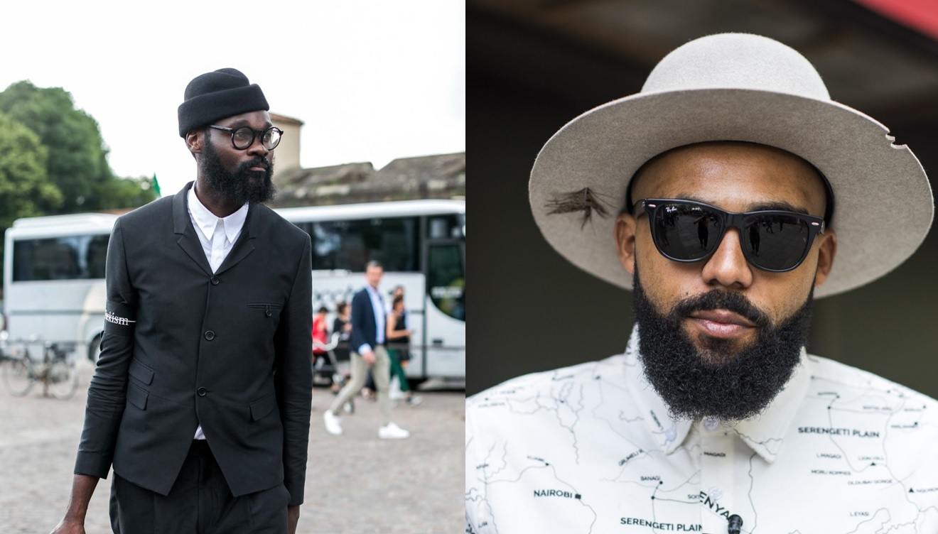 Hipster beard styles: Two guys with hipster beards, wearing glasses and posing outside