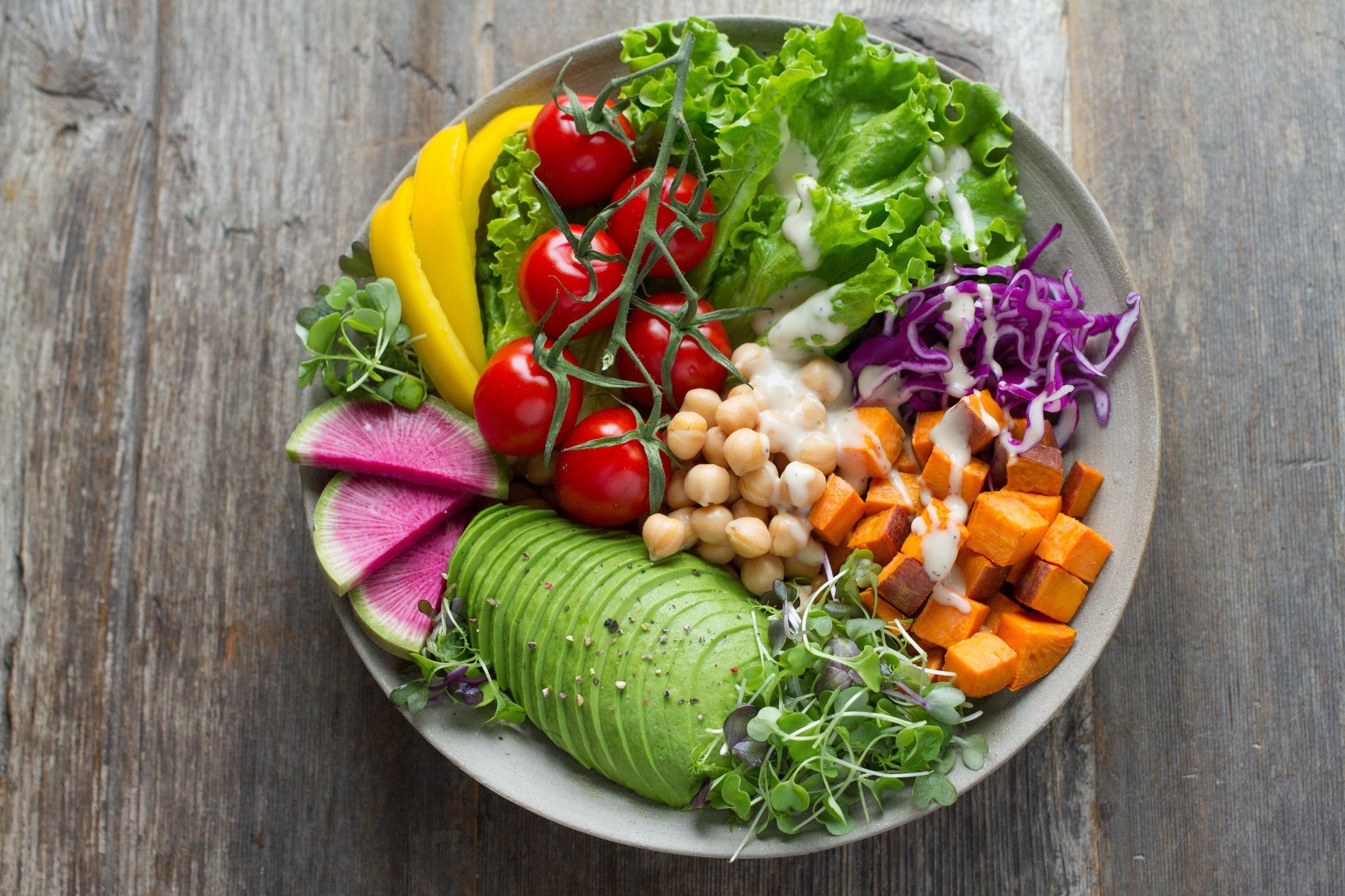 Shot of healthy foods for hair growth