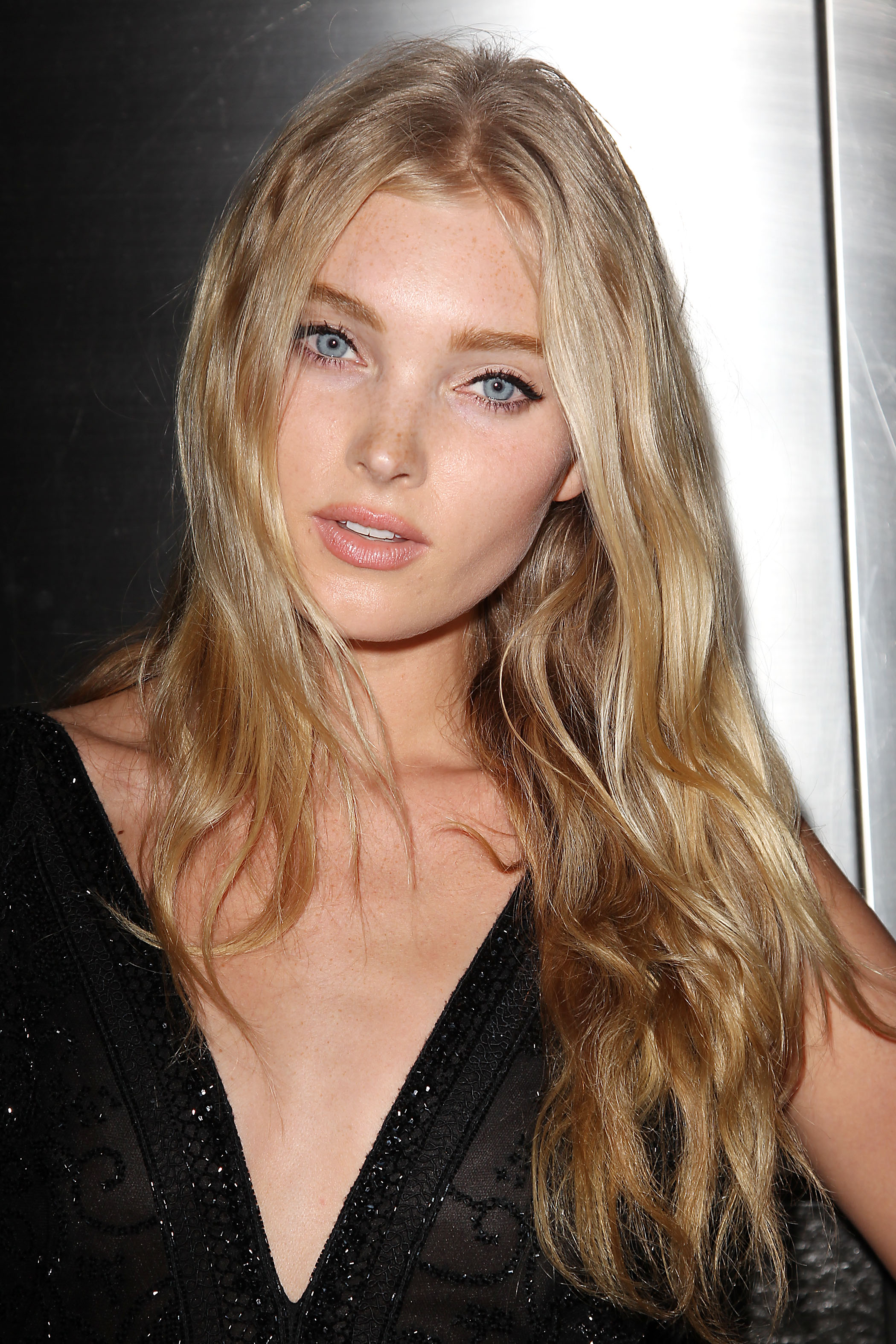 Elsa Hosk with long wavy natural blonde hair