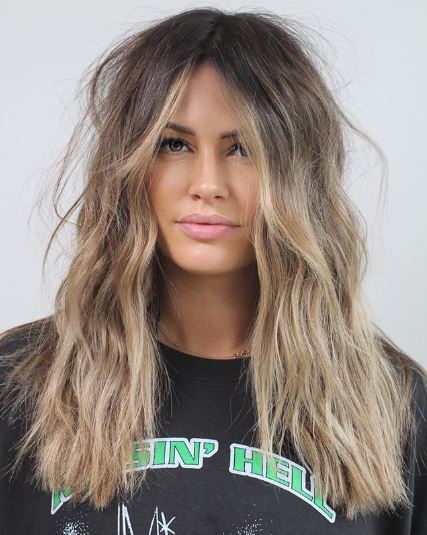 Woman with dirty blonde medium length hair
