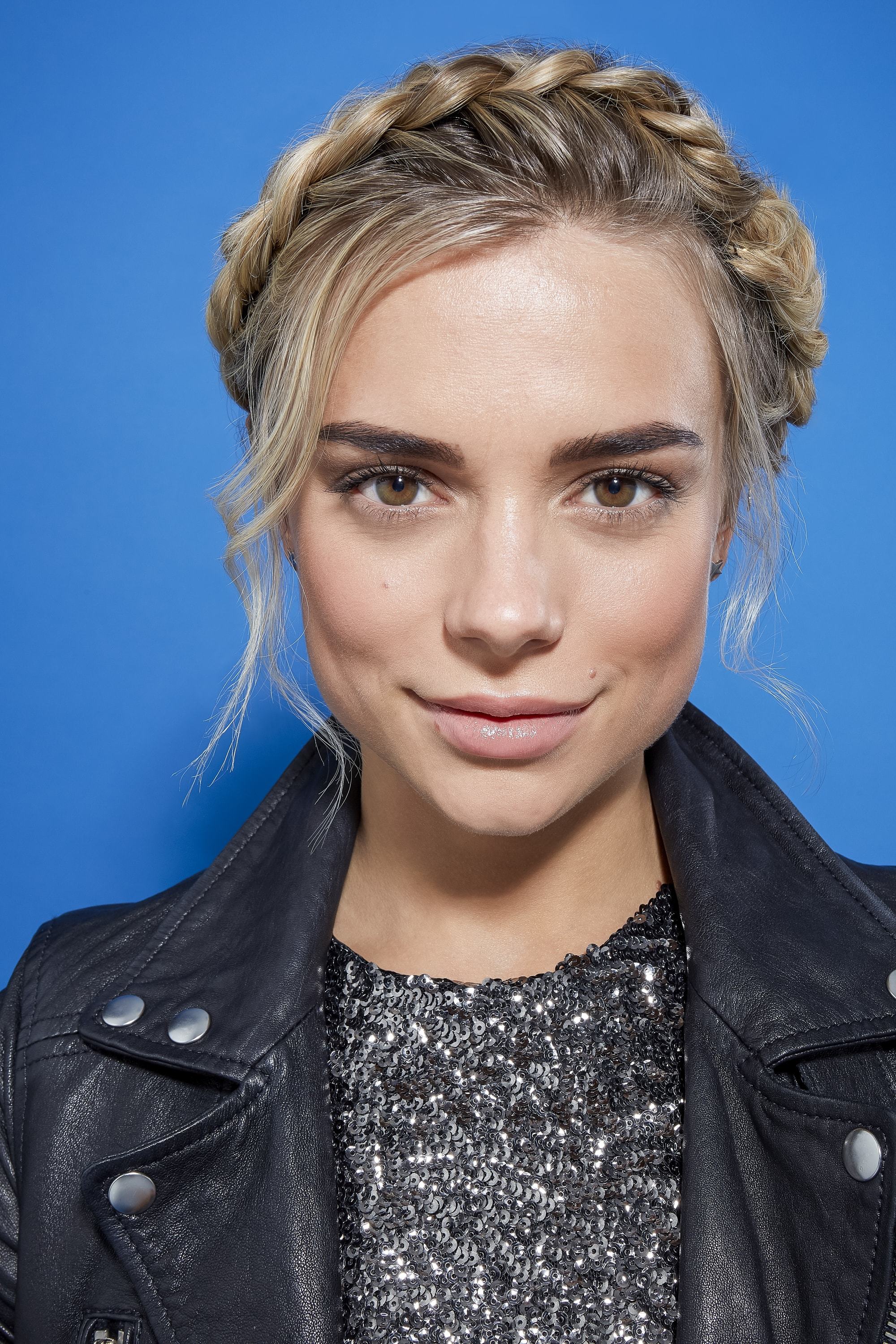 Crown braid on blonde hair