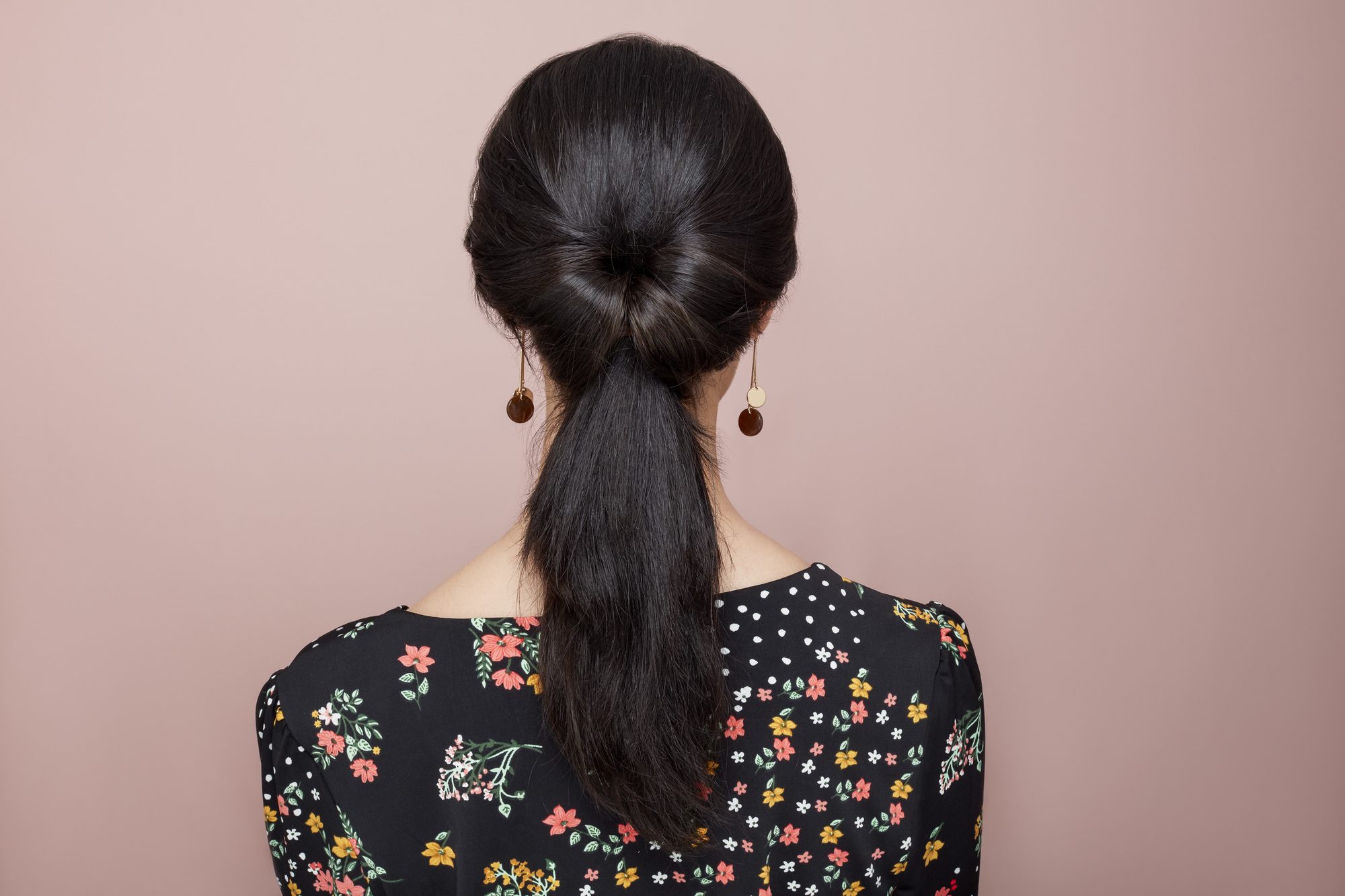Brunette with looped ponytail