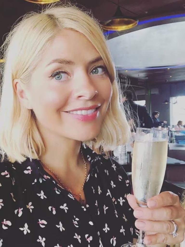 Holly Willoughby with a short white blonde bob