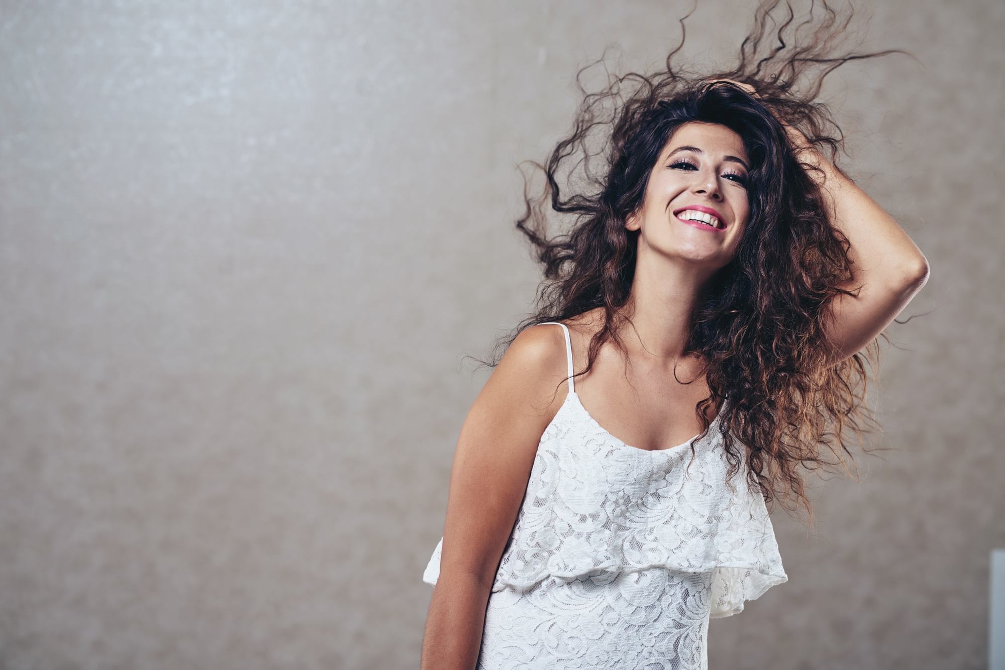 spiral perm brown long loose messy