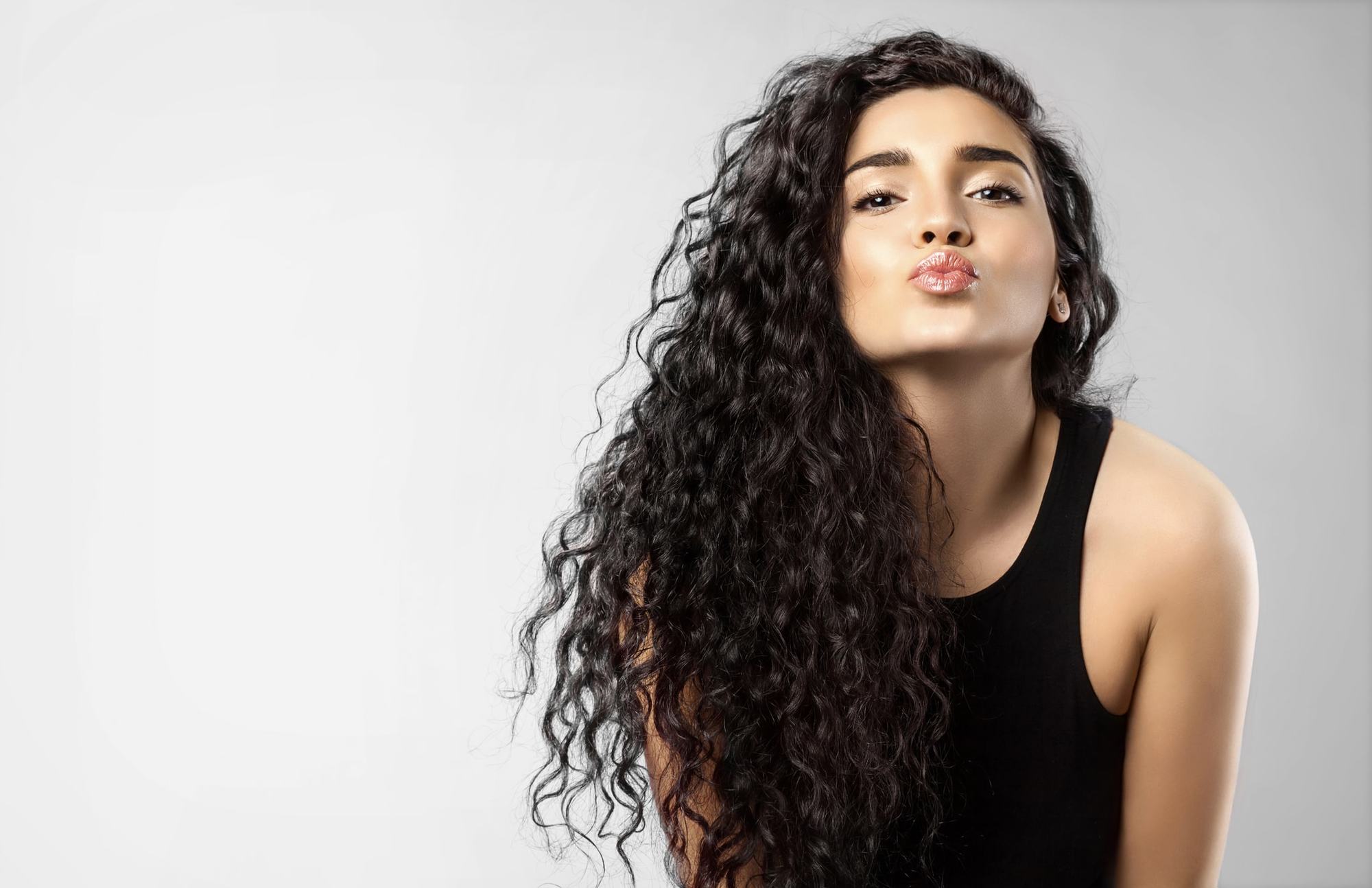 spiral perm dark brown long