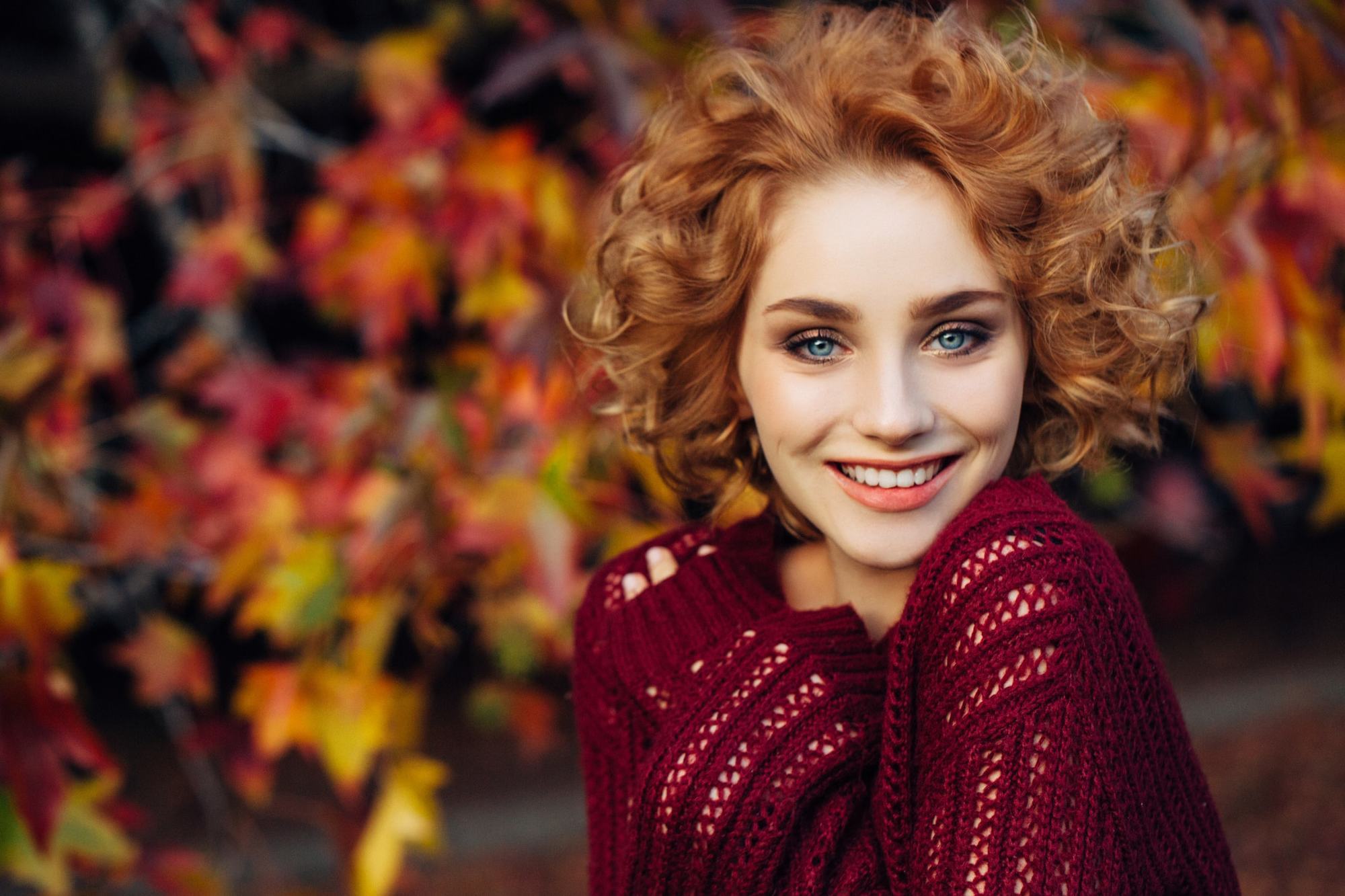 spiral perm red bob