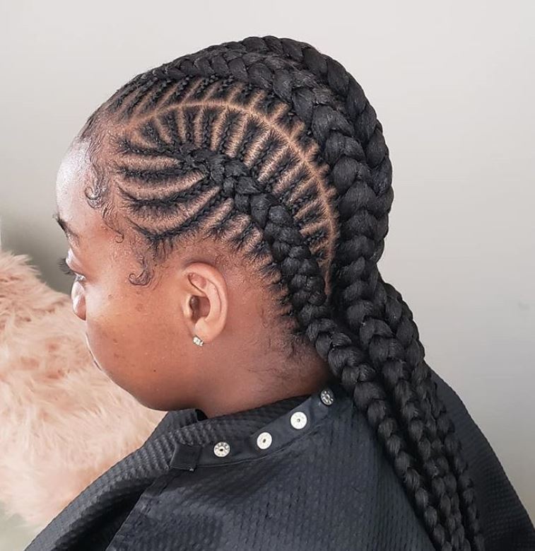 Woman with fishbone cornrows