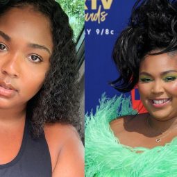 Lizzo with natural hair and on the red carpet