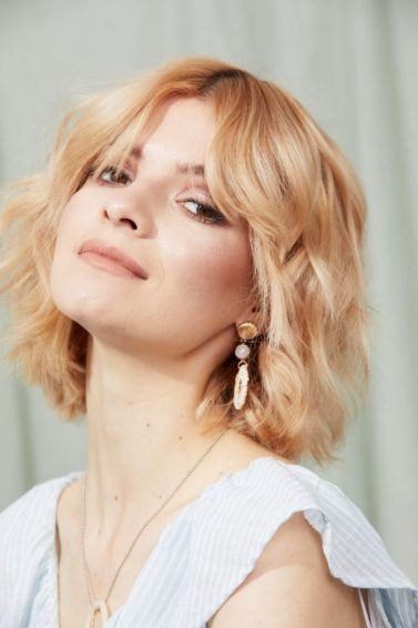 blonde with wavy bob