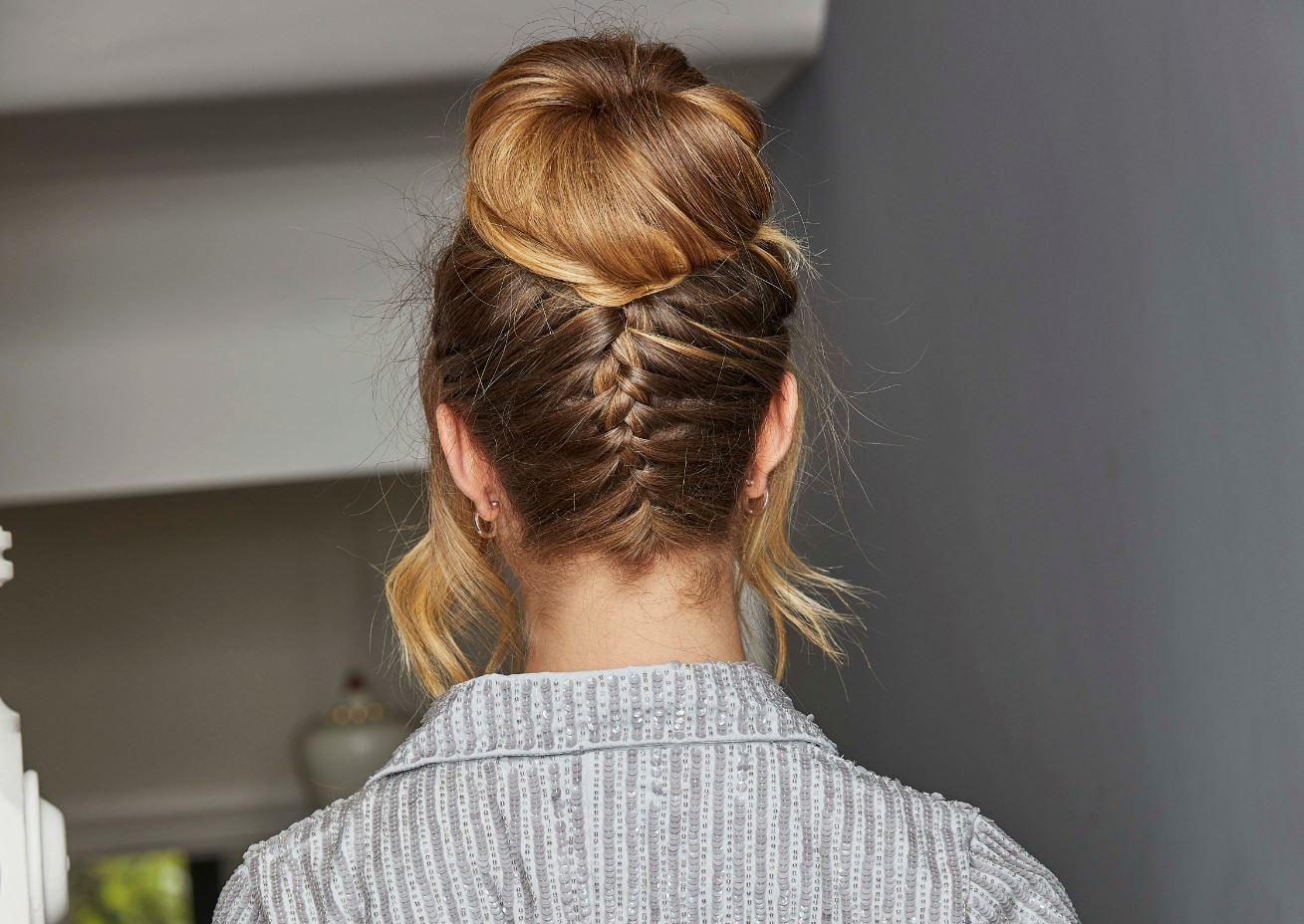 back view of braided bun