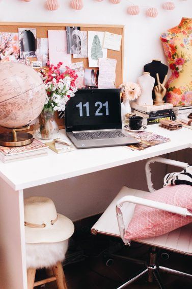 Shot of a working from home office space