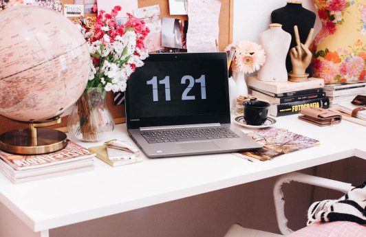 Shot of a working from home office space