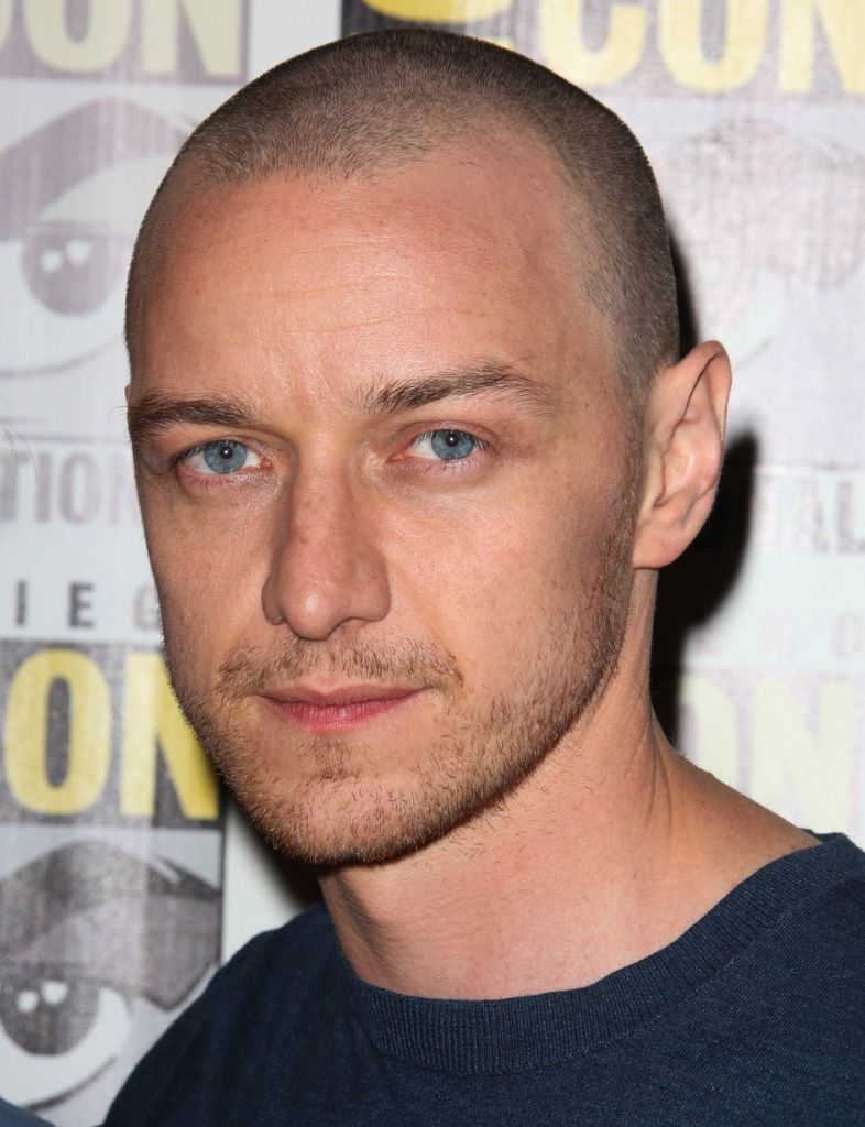 James McAvoy with a buzz cut hairstyle.