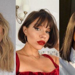 Shot of three woman with popular fringe hairstyles 2020