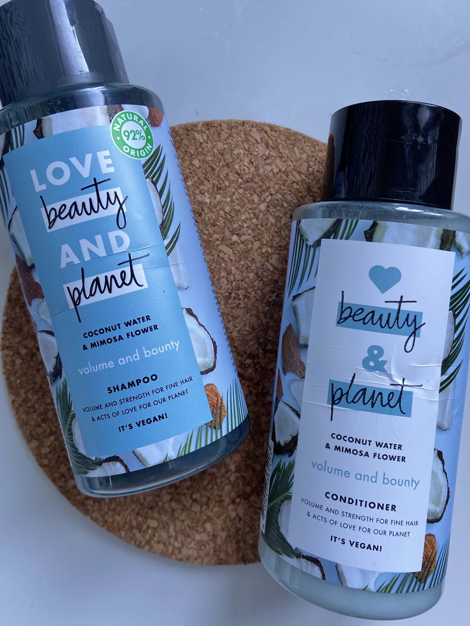 Love Beauty and Planet Volume and Bounty Shampoo and Conditioner