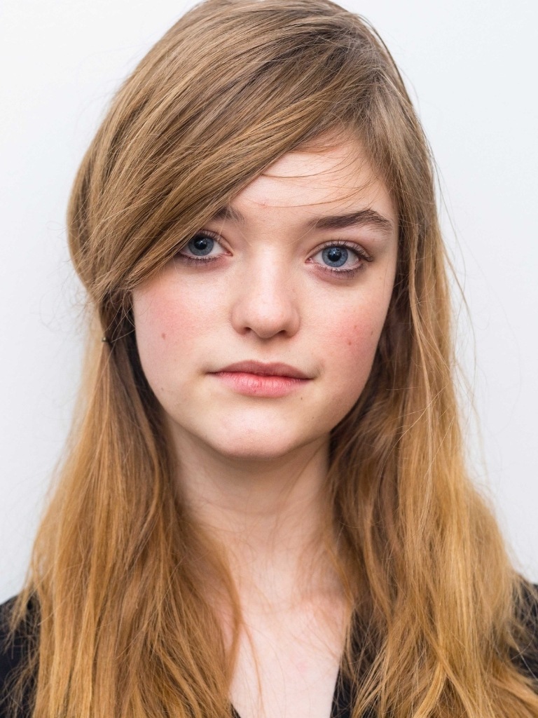 Long strawberry blonde hair- side bangs - fashion show