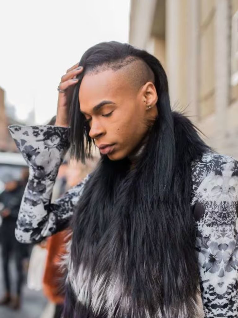 Man with straight hair and disconnected undercut