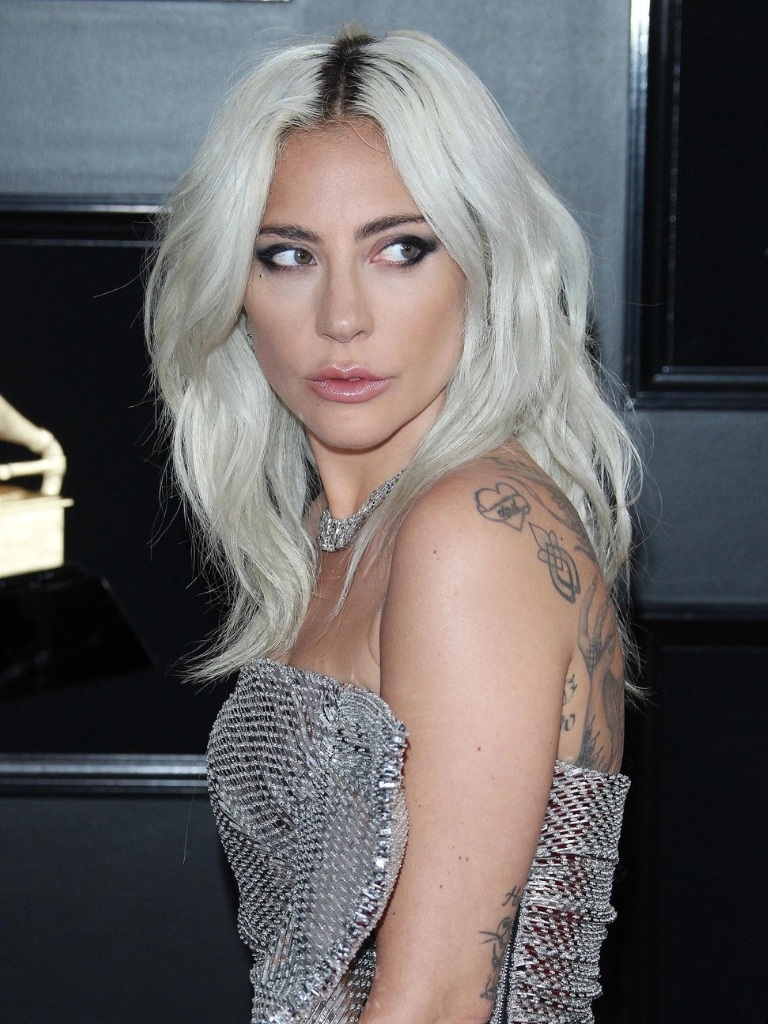 Lady Gaga with silver blonde hair