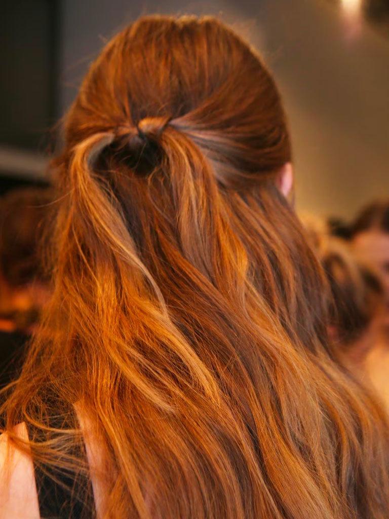 Easy hairstyles for long hair: Backstage model with long