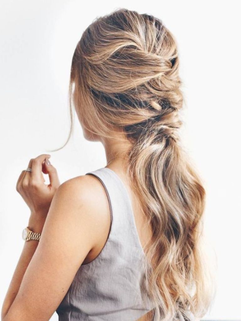 Women with french braid ponytail