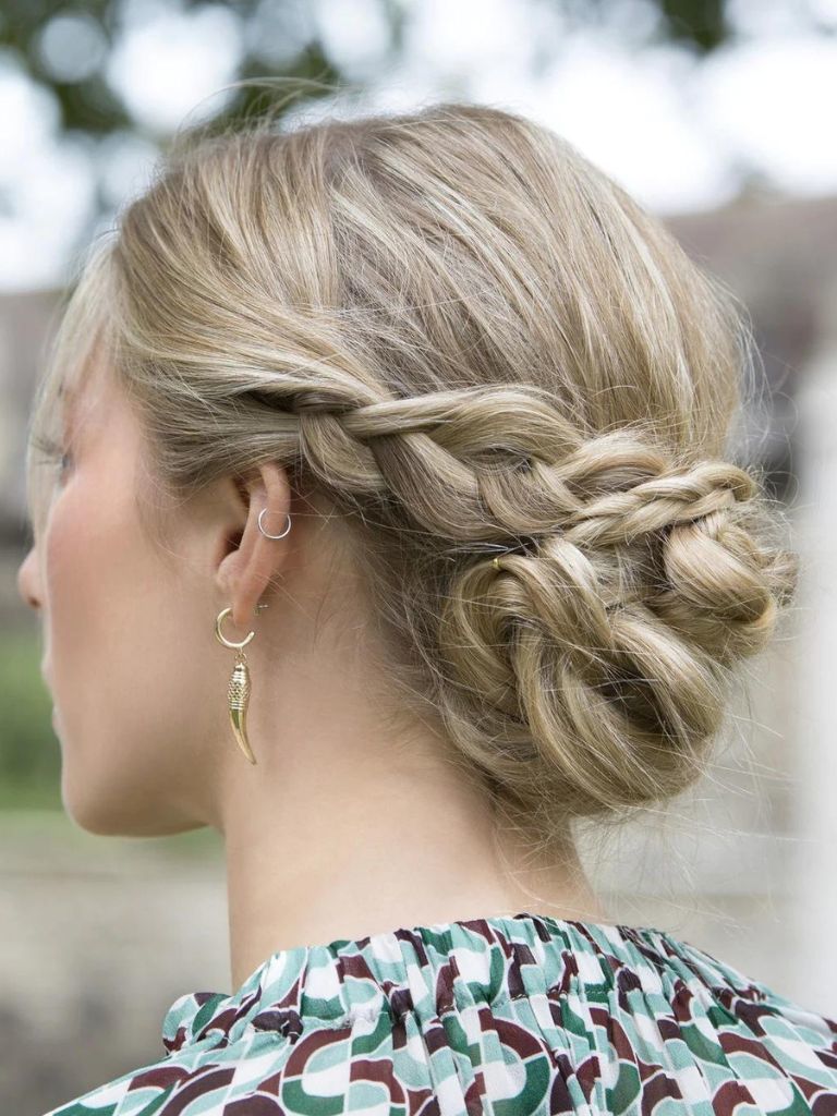 Woman wearing braided chignon