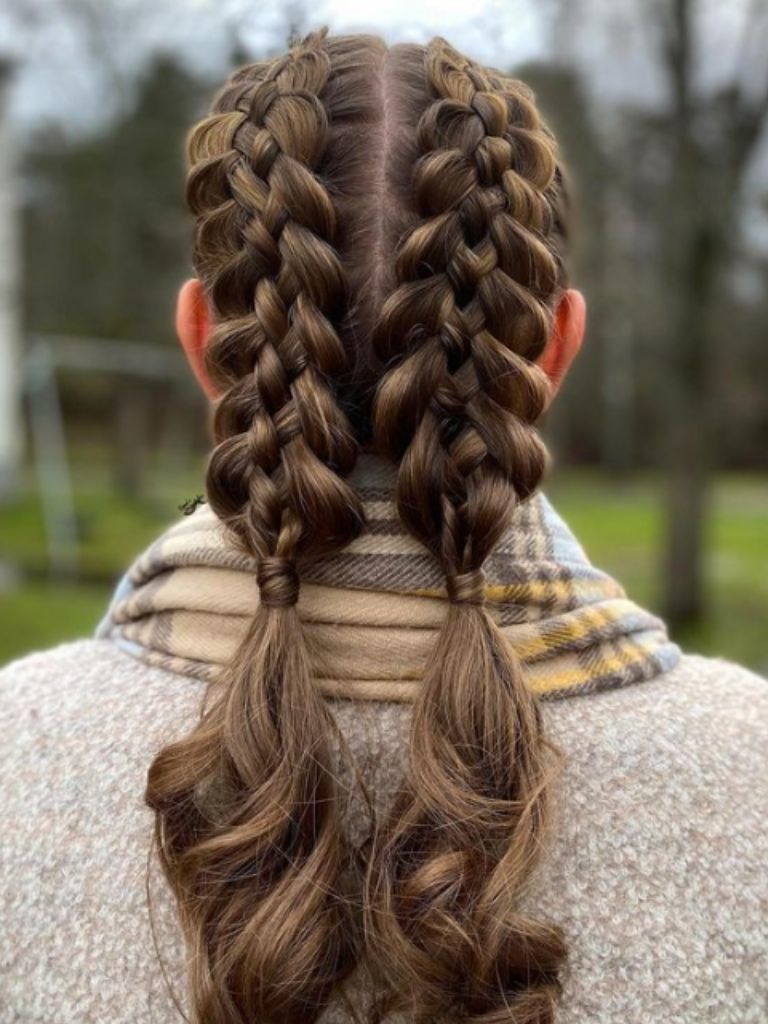 Woman with pigtails