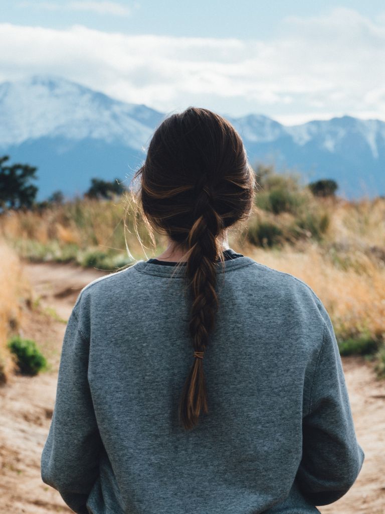 Woman with braided ponytail
