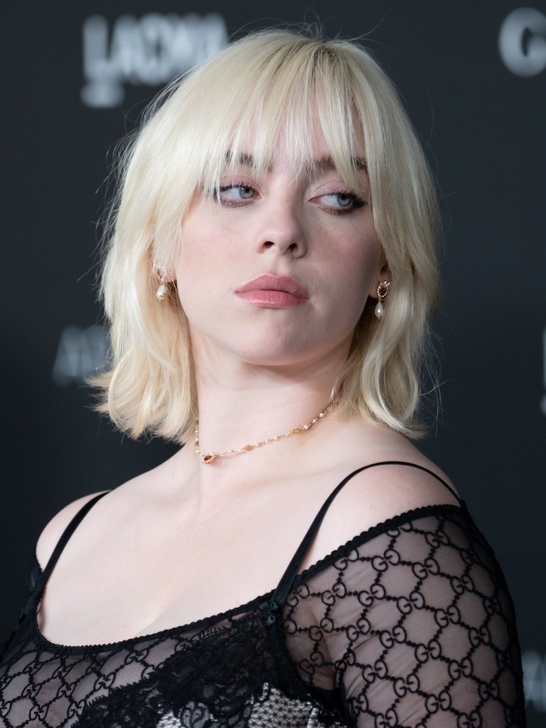 Billie Eilish with a layered lob