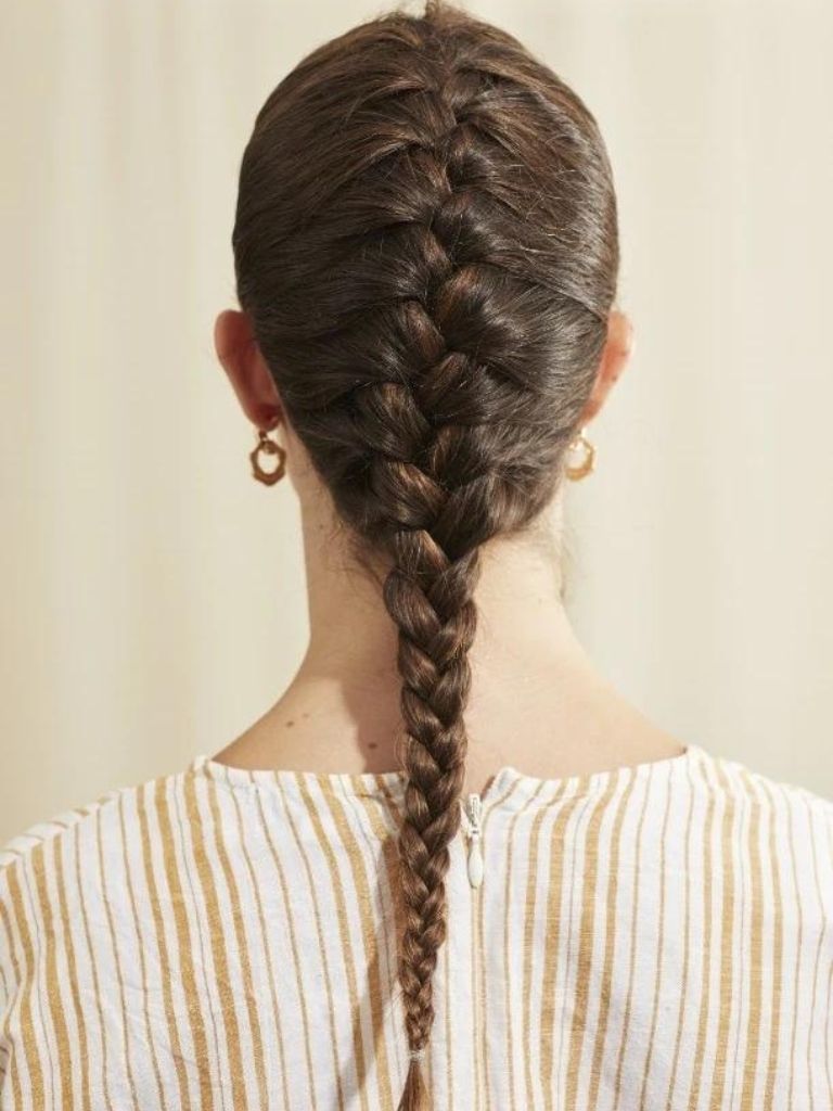 Person wearing a French braid