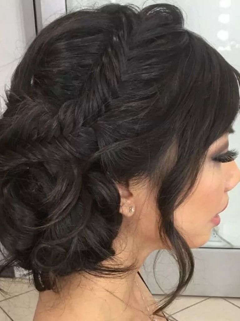 Fishtail briaded updo wedding hairstyle