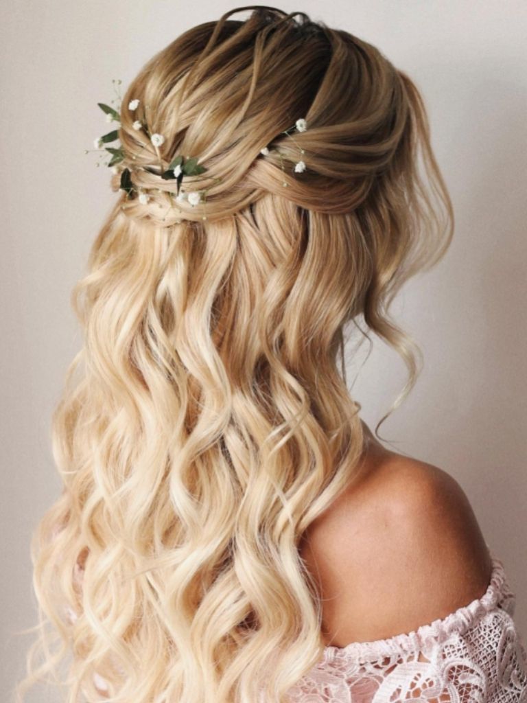 Timeless bridal half up half down hairstyle