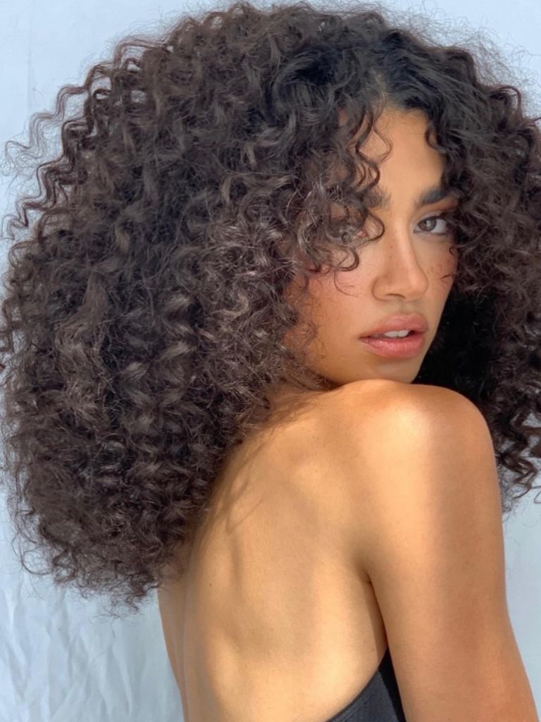 Bridal curls woman with curly hair