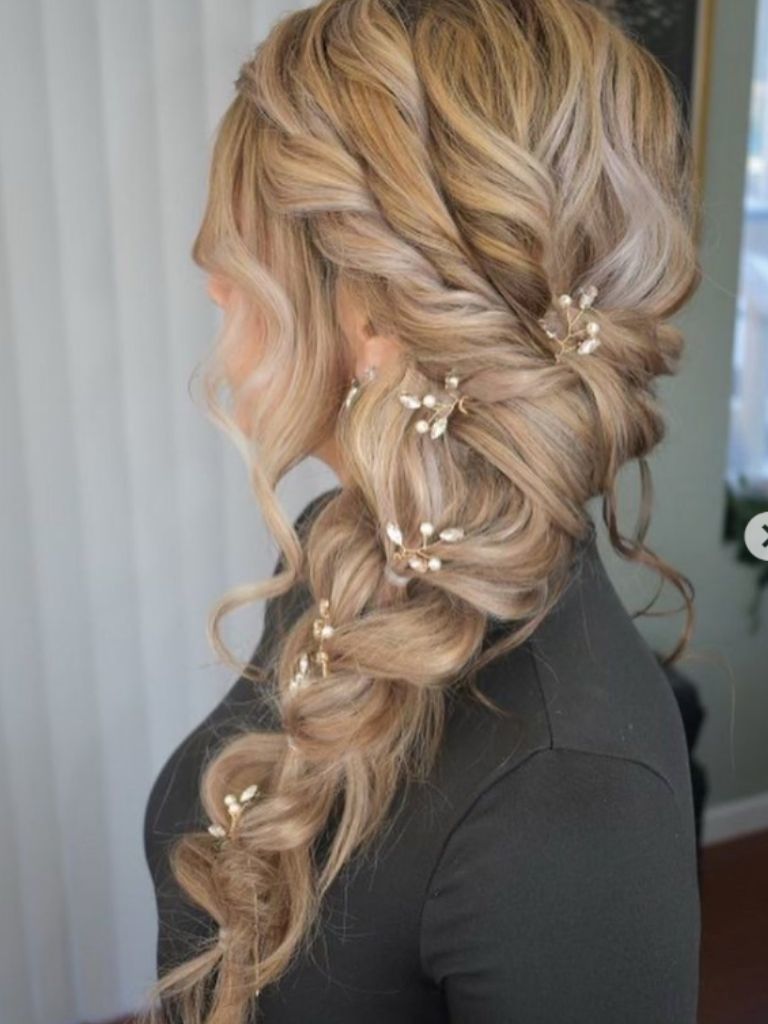 Woman with side braid hairstyle