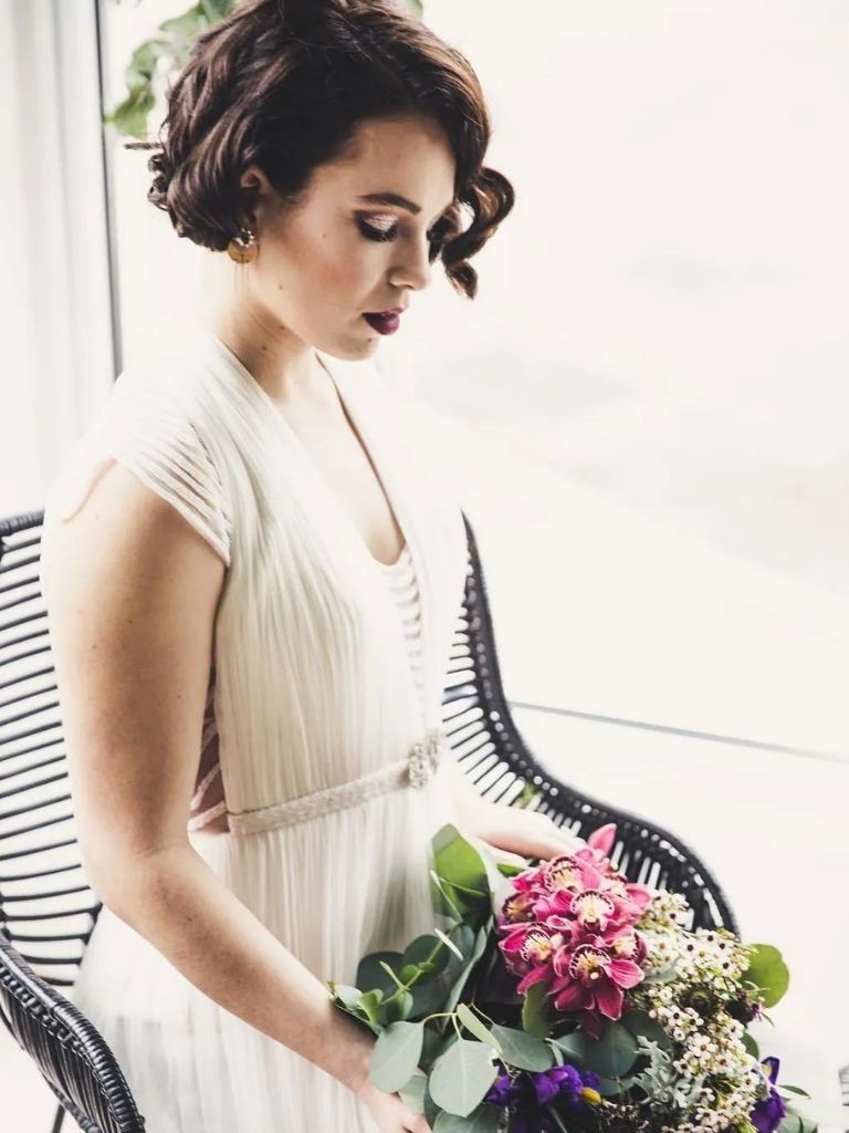 Woman wearing vintage bob hairstyle