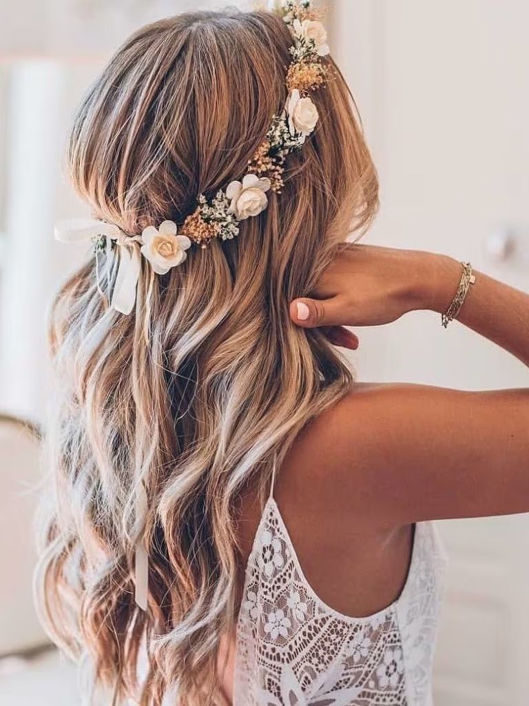 Bride with beachy wedding waves