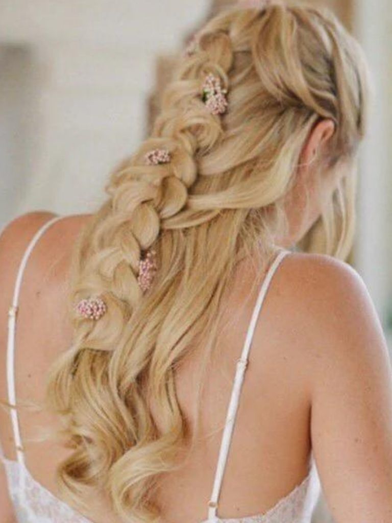Half-up, half-down wedding braid