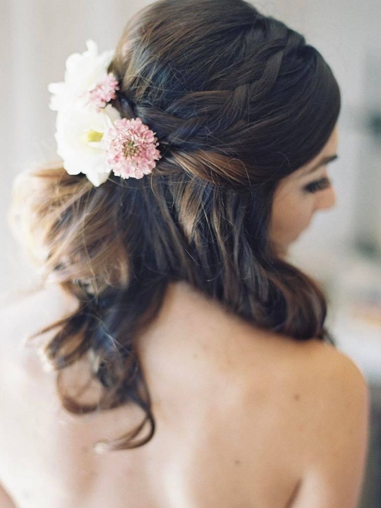 Retro half-up, half-down wedding braid