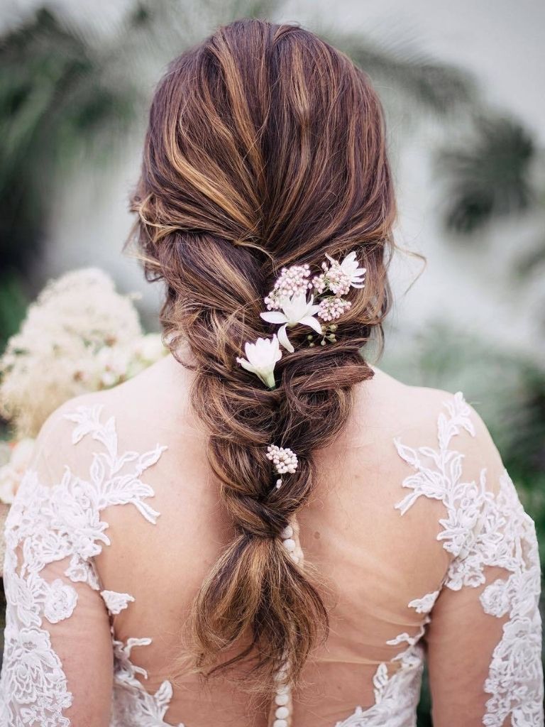 Bride with simple wedding braid