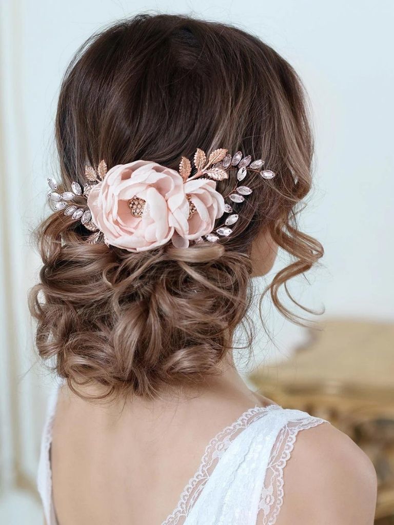 Undone curly bun briday hairstyle
