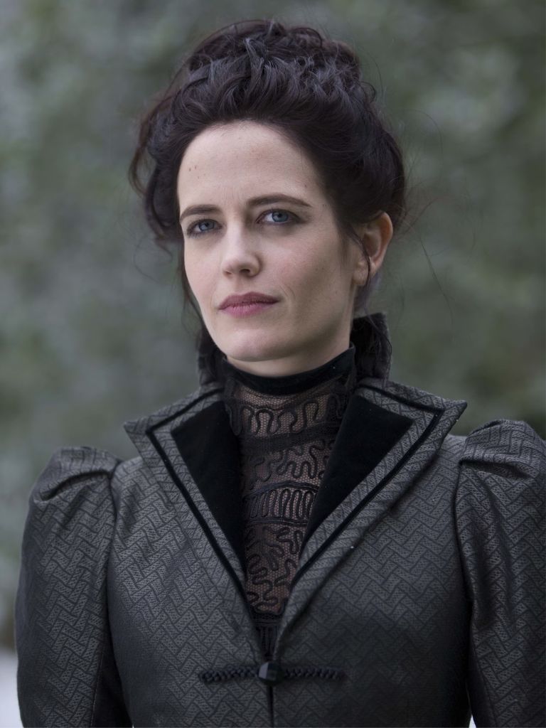 Victorian hairstyles: Close-up from the tv show Penny Dreadful of a brunette wearing a Gibson girl style updo hairtstyle