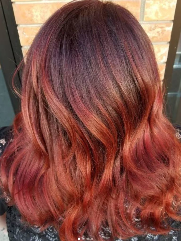 Fiery red mahogany hair