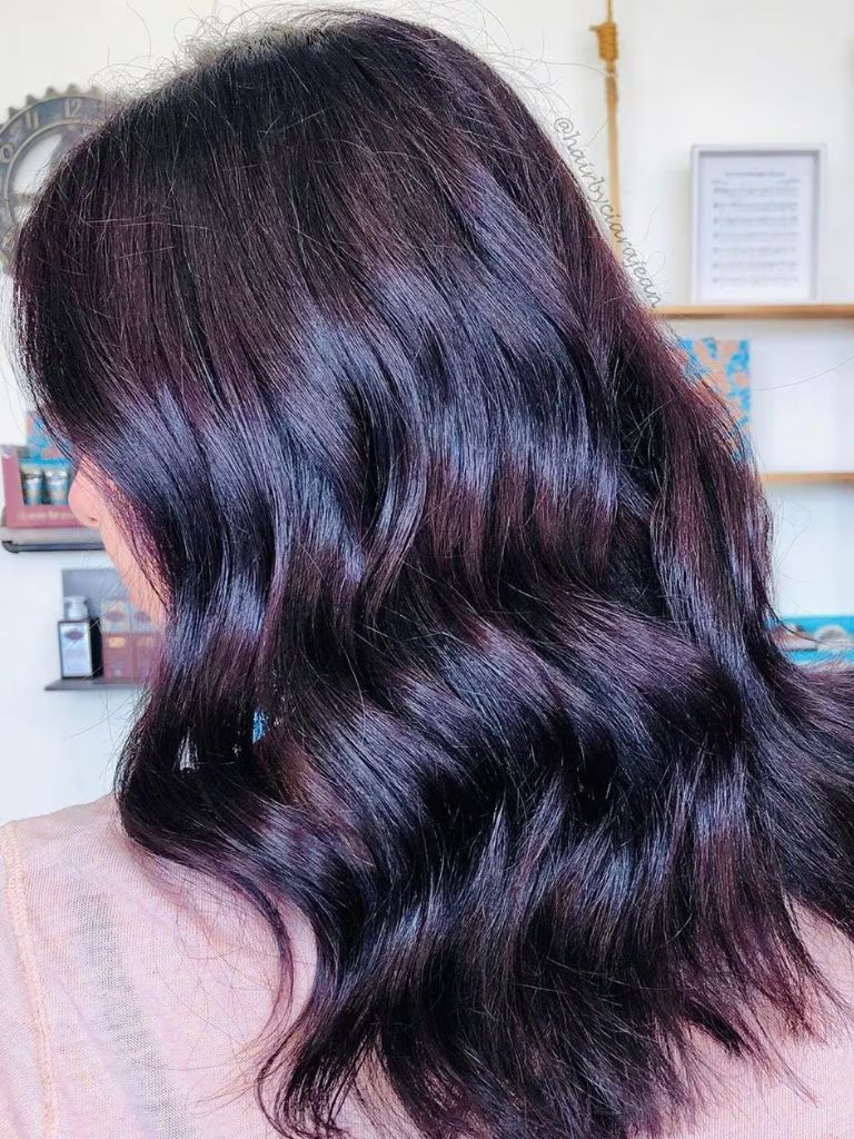 Raisin toned mahogany hair colour