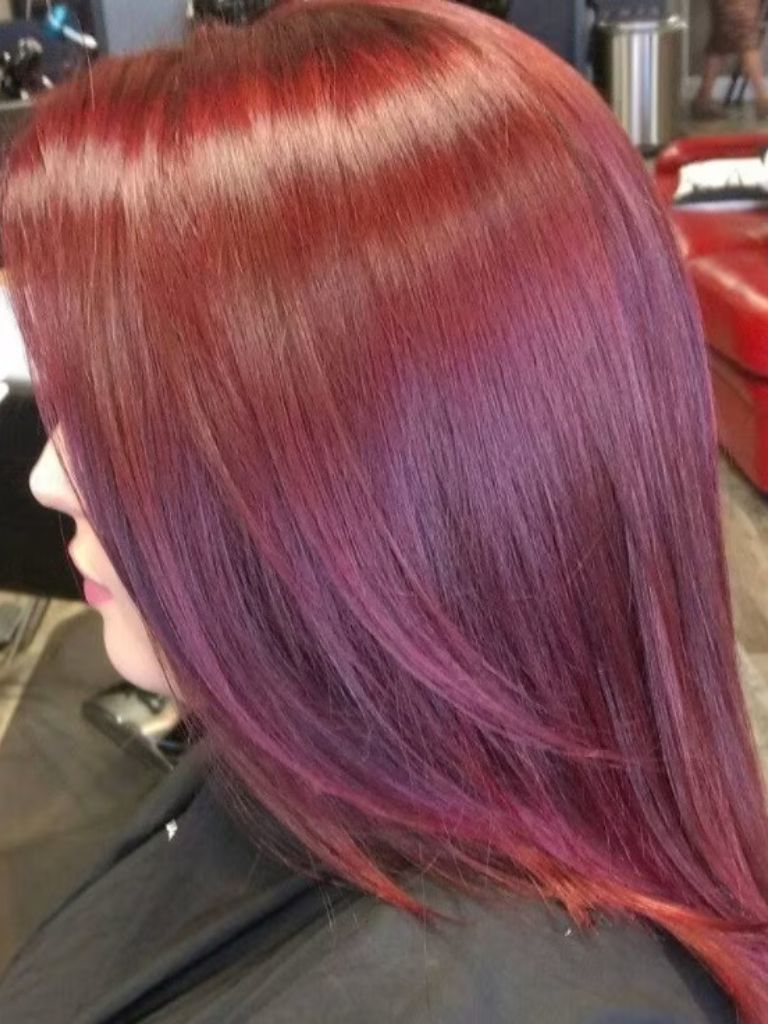 Voilet tinted mahogany hair