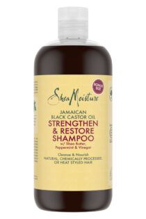 Image of the front of a Shea Moisture Jamaican Black Castor Oil Strengthen & Restore Shampoo bottle
