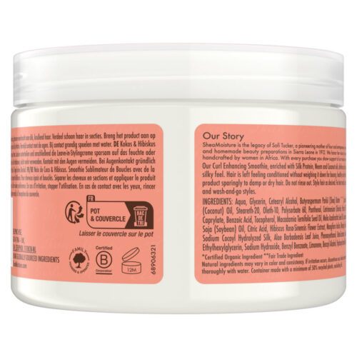 View of a Shea Moisture Coconut Hibiscus Curl Enhancer Smoothie Container back