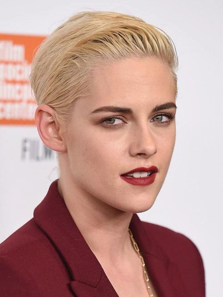 Kristen Stewart bleach blonde pixie cut