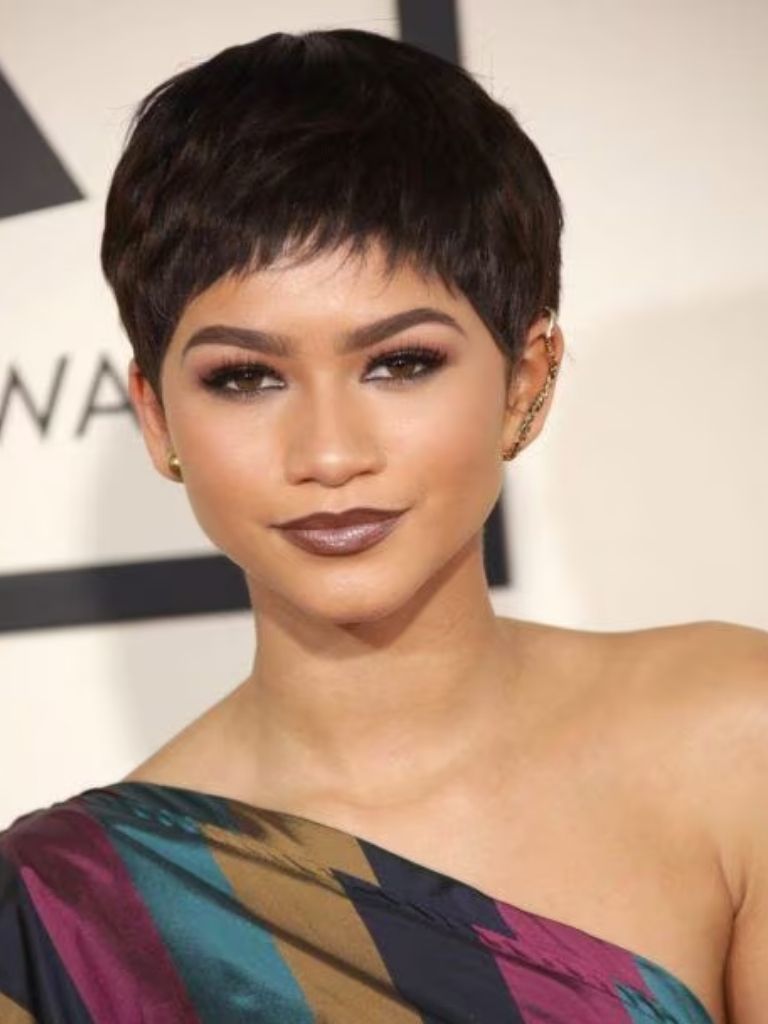 Zendaya with mushroom pixie cut